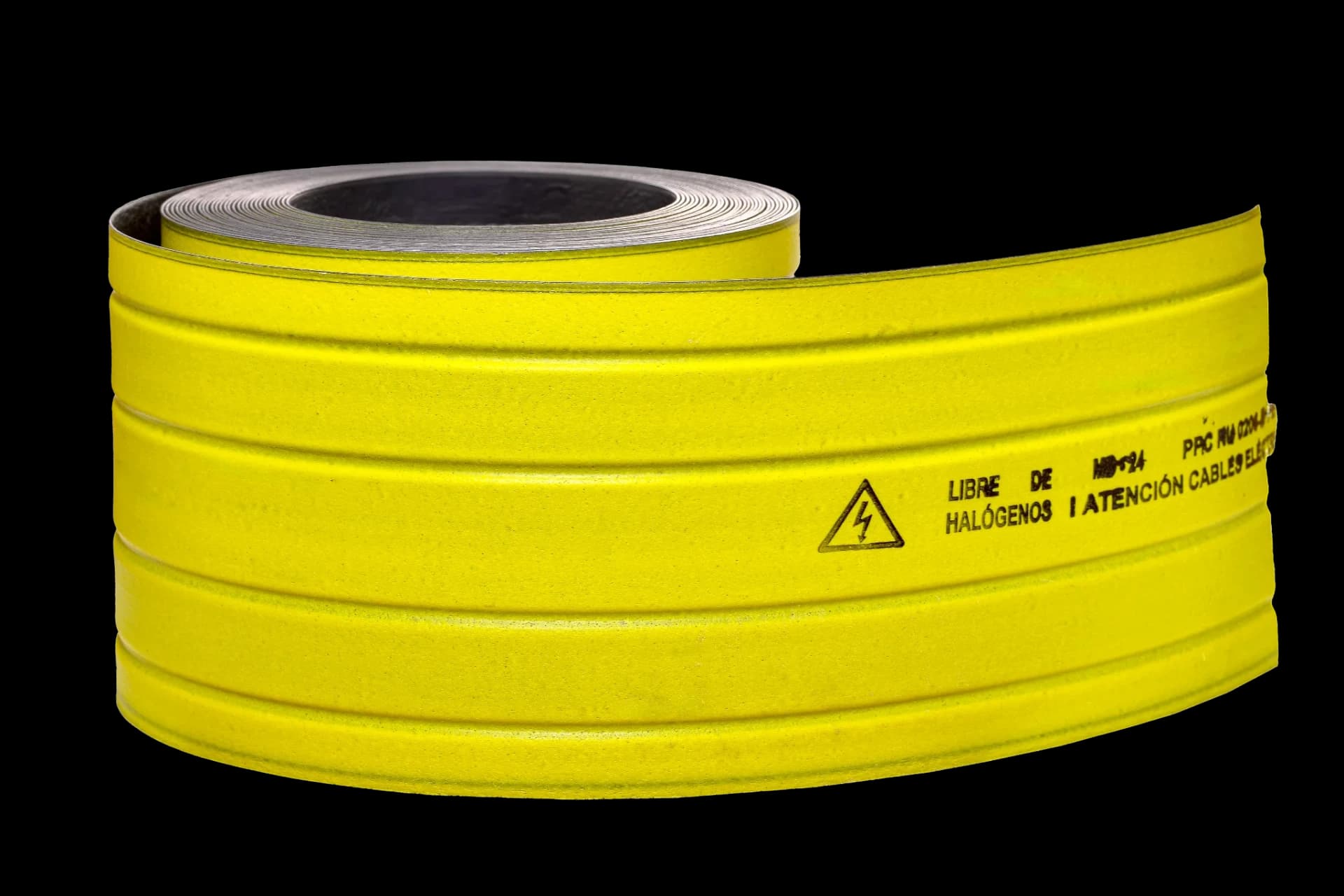 Vista lateral de placa de protección enrollada